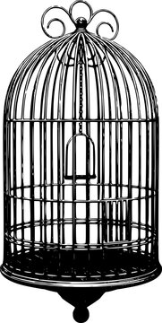bird cage silhouette vintage type silhouette logo icon