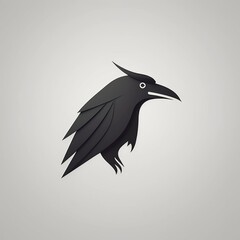 Abstract black raven logo. Generative AI.
