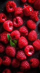 Fototapeta premium Fresh Raspberries background. Generative AI.