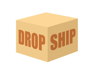 Drop shipping - business model of delivering package and box with good and merchandise. Vector illustration isolated on white.