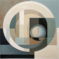 "Modern Geometric Sanctuary" This minimalist painting draws inspiration from sacred geometry, featuring clean lines and simple shapes like circles, squares, and triangles.