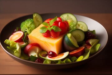 vegetable salad with cheese generated with Ai 