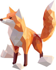 a fox standing in white background