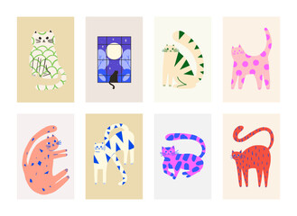 Poster gallery abstract colorful hand drawn. Wall art for bedroom, Living room and office decor. Hand drawn vector design elements.