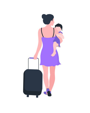 A young mother travels with her infant daughter. 