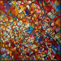 "Chromatic Symphony" A bold and striking abstract painting showcasing large blocks of vibrant and saturated colors arranged in an intricate and visually compelling pattern.