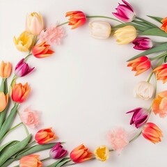 Fototapeta na wymiar A circle of tulips, spring, flowers