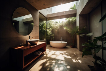 TROPICAL style. Centered perspective. Interior Design