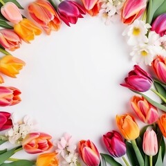 Obraz premium A circle of tulips, spring, flowers