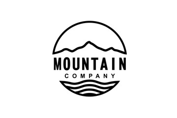 Retro Vintage Mountain Sea Adventure Hipster Emblem Logo design