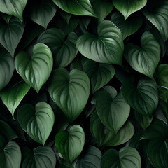 Background made of houseplant leaves. Generative AI.