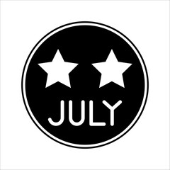 4th of July party star icon in collection with other item, on white background.