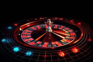 Casino. Wheel of fortune. Roullette. Gambling game created by generative AI