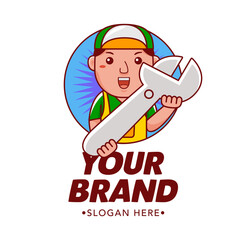 Cute Mechanic Cartoon Mascot Logo