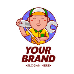 Cute Mechanic Cartoon Mascot Logo