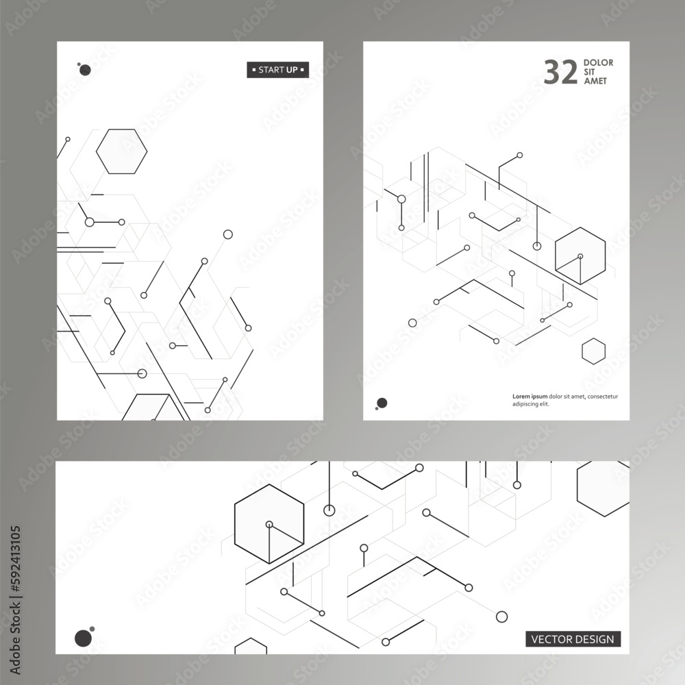 Poster Vector hexagons pattern. Geometric abstract background with simple hexagonal elements. Medical, technology or science design