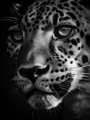 leopard portrait in black and white generatieve ai