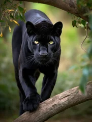 Foto op Plexiglas realistic black panther walking in the jungle generative ai © Femke