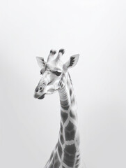 Naklejka premium Beauitful minimalistic very light animal giraffe portrait generatieve ai