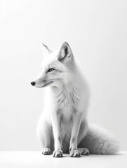 Naklejka premium White artic fox wolf in fine art minimal style generatieve ai
