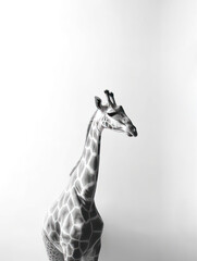minimalistic giraffe in white and light environment in fine art style generatieve ai