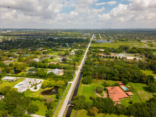 Fototapeta premium Aerial photo upscale homes in Southwest Ranches Broward County FL