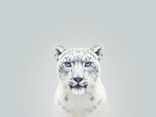 Minimalistic fine art animal cat snow leopard portrait generative ai