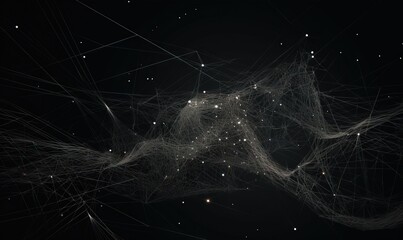  a computer generated image of a black background with white dots and lines in the center of the image is a black background with white dots and white dots.  generative ai