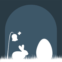 Easter bunny on the lawn with flowers