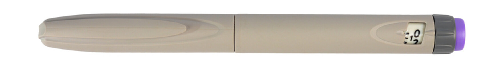 Insulin pen, injector pen isolated on white background. Сlose-up.