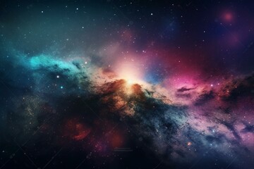 Obraz na płótnie Canvas AI generated Image of Galaxy with Colorful Nebula and Stars. Digital Illustration. Generative AI