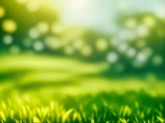 Fototapeta premium Green blurred background and sunlight