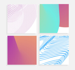 square colorful wavy design vector set
