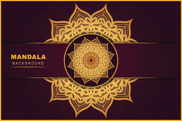 Vector luxury ornamental geometric mandala pattern gold and red color background design Arabic Islamic east style
