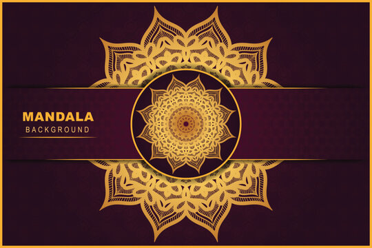 Vector luxury ornamental geometric mandala pattern gold and red color background design Arabic Islamic east style