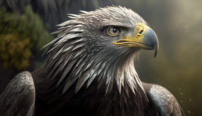 Fototapeta premium A realistic eagle with silver eyes AI Generated art