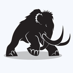 Woolly Mammoth silhouettes and icons. Black flat color simple elegant woolly mammoth animal vector and illustration.