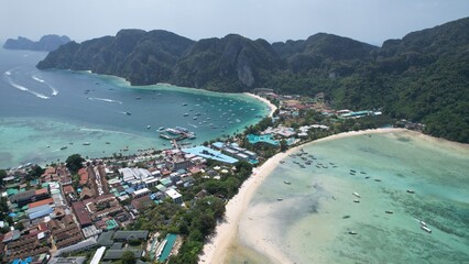 Phi Phi Island Viewpoint tropical Thailand by drone view photography