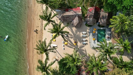 Tropical resort Thailand drone view topdown Koh Phangan