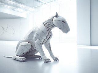 Animal robot from the future in futuristic environment generative ai