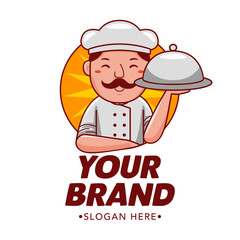 Cute Chef Cartoon Mascot Logo