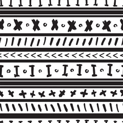 Black and White Graphic Stripe Seamless Vector Repeat Pattern