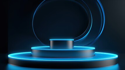 Award Ceremony Illuminated: Modern Design Podium Scene with Bright Lighting and Event Decor Elements. Generative AI