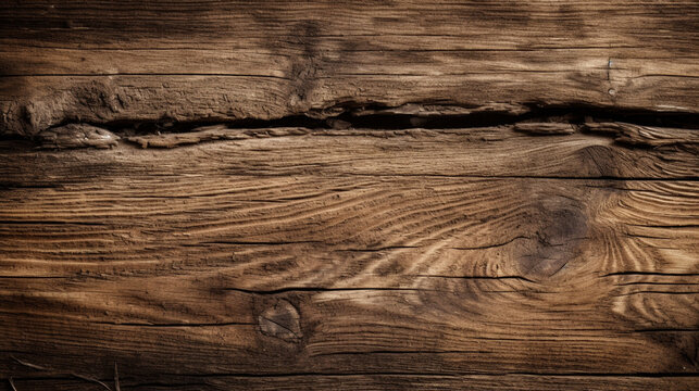 Wide Rustic wood textured banner background Generative AI