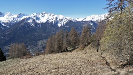 Fototapeta na wymiar Chaîne du Mont Blanc depuis le val d'Aoste