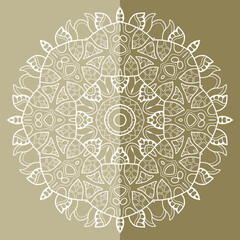 Mandala isolated design element, geometric line pattern. Stylized floral round ornament. Doodle art for textile fabric or paper print. Lace background. Hand drawn vector illustration