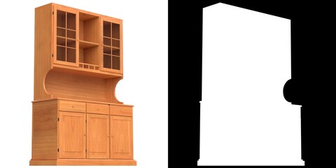 3D rendering illustration of a kitchen cupboard