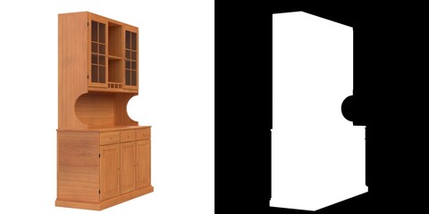 3D rendering illustration of a kitchen cupboard