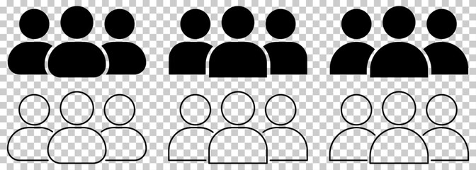 People icons in line and flat style. Design can use for web and mobile app. Vector illustration isolated on transparent background