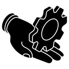 Gear on hand, icon of support 
